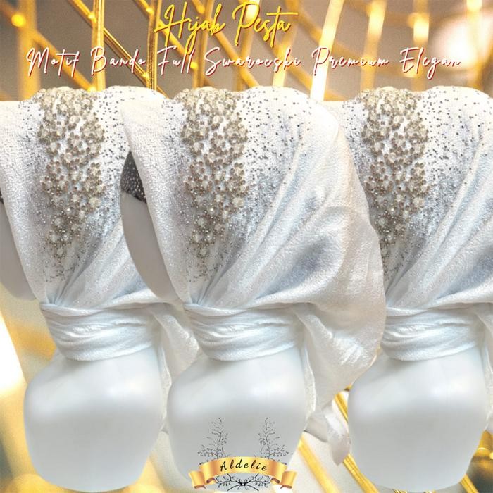 Jilbab Pesta Terbaru Glamour Mewah Full Swarovski Instan Premium BFS