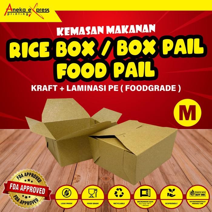 Box Pail Food Pail Size S dan M Paper Rice Box Kraft Food Grade