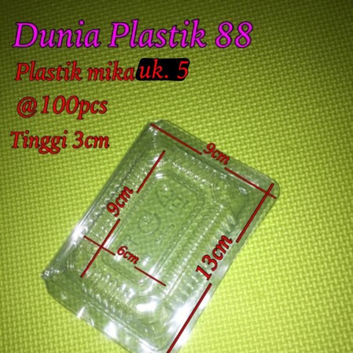 Isi100pcs MIKA UKURAN 5 box plastik lipat staples bening tempat wadah saji kue makanan nasi kuning