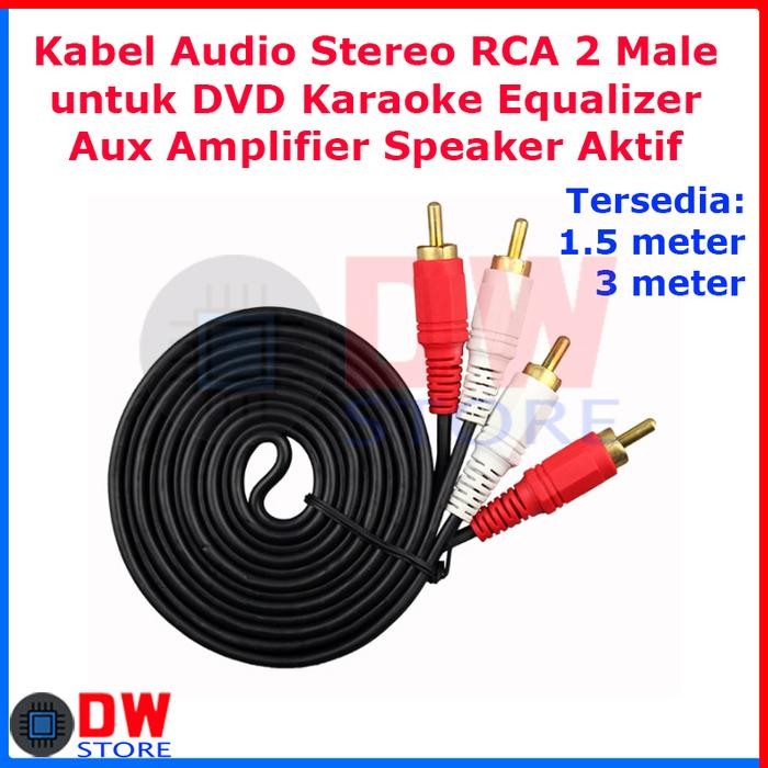 TERLARIS.. Kabel Audio Stereo RCA 2 Male DVD AUX Amplifier Karaoke Speaker Aktif