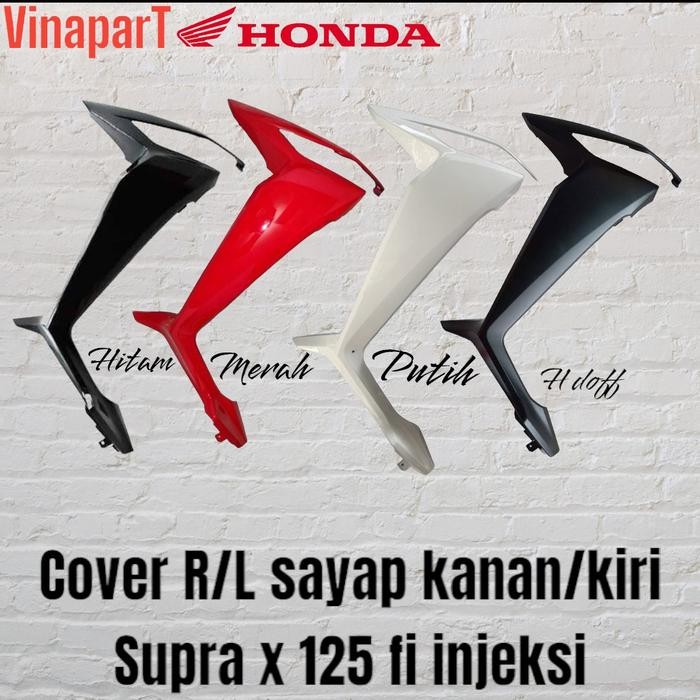 cover R L sayap tebeng supra x 125 fi injeksi k41 kanan kiri hitam merah putih hitam doff