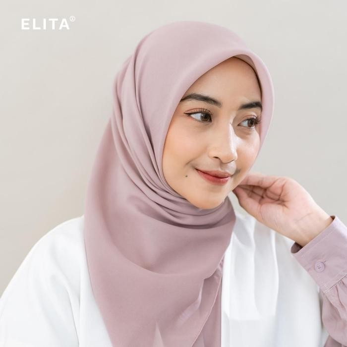ELITA WIDYA Segi empat Pollycotton Kerudung Square Hijab Segiempat