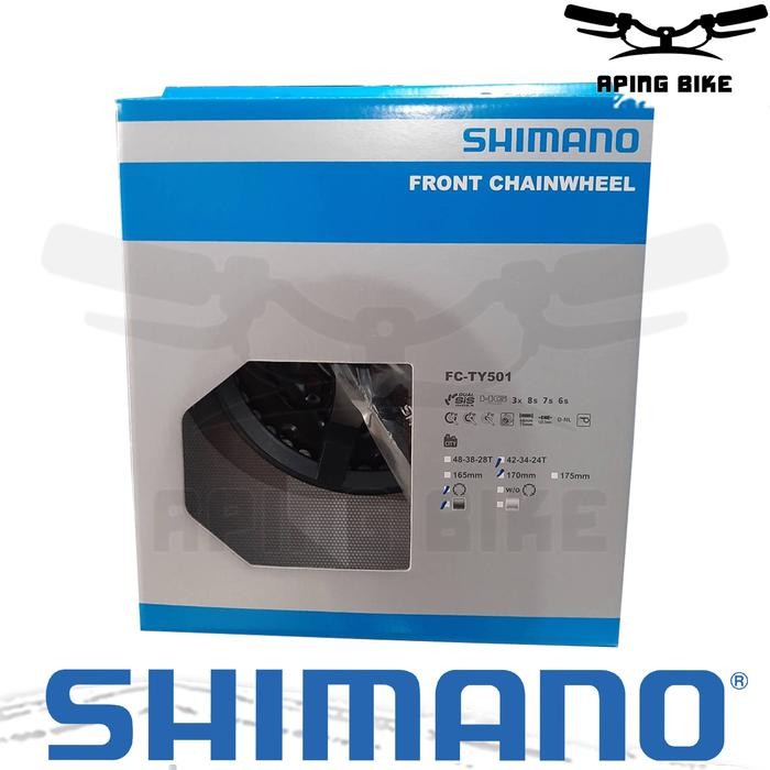 Crank Shimano Tourney Fc-Ty501 3 Speed W/ Cover Gir Tengah Sepeda Mtb