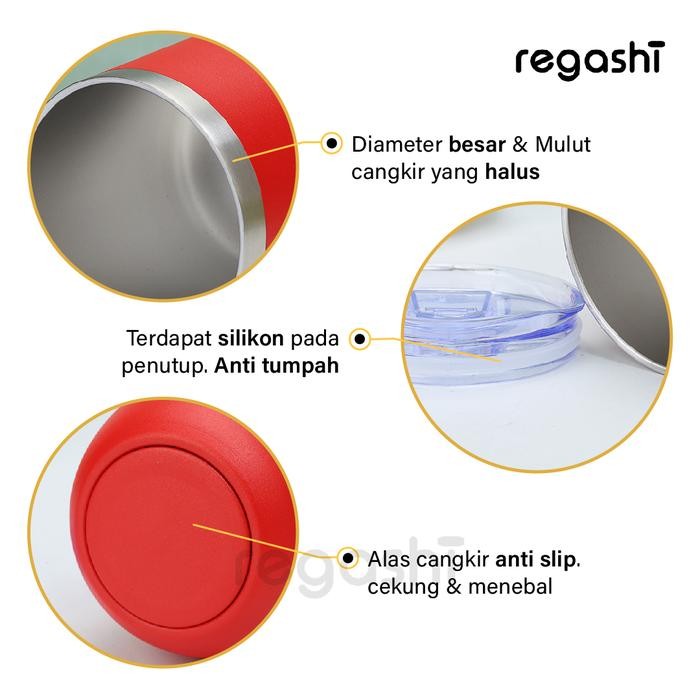 Regashi Insulated Travel Mug Coffee Travel Cup Eggshell Coffee Mug Tumbler Gelas Stainless Antibocor