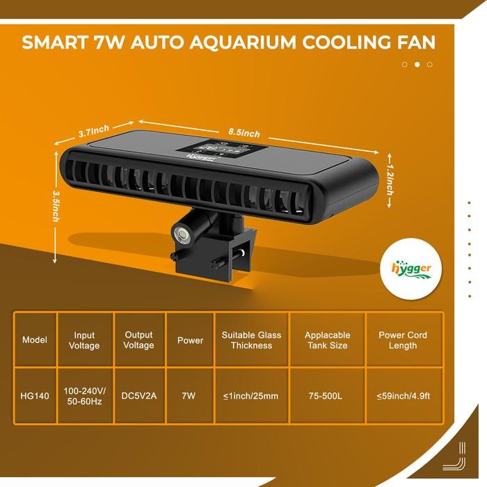 Kipas Fan Aquarium Aquascape Hygger Otomatis / Hygger Aquarium Chiller Cooling Fan With Led