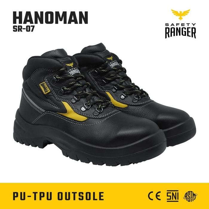 Sepatu Safety Ranger Hanoman Black / Safety Shoes Ranger PU Original