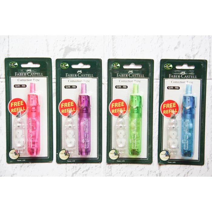 

FABER CASTELL QJR506 CLICK CORRECTION TAPE AND REFILL PITA KOREKSI TIPEX ROLL KLIK