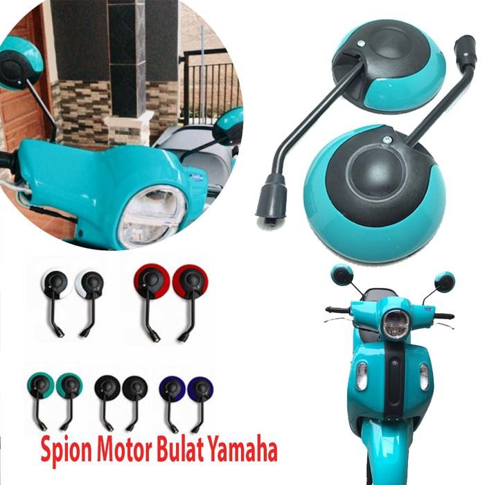 TERBARU KACA SPION MOTOR BULAT YAMAHA HONDA SCOOPY FINO FAZZIO - SPION MOTOR MODEL BULAT STANDAR