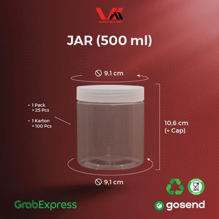 Jar Pet 500 Ml / Toples Plastik Tebal 500 Ml Pasti Diskon