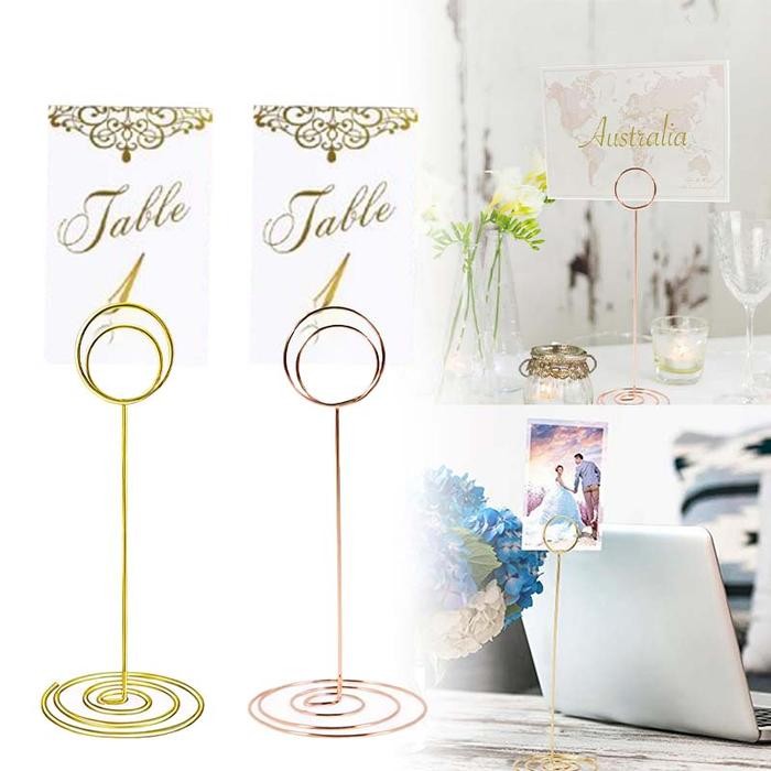 

HOT SALE! 10Pcs Standing Menu Display Stainless Tiang Nomor Meja Stand Card Holder Standing Price