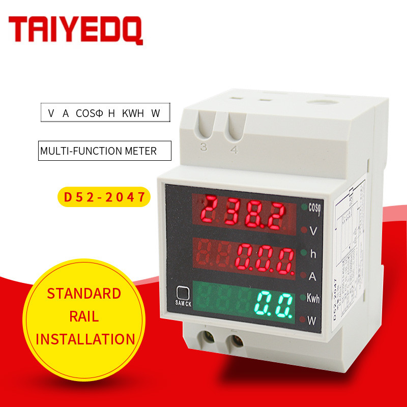 PROMO HARI INI  D52-2047 Power Energy Voltmeter Electrical Multi-function Digital Meter Din Rail Met