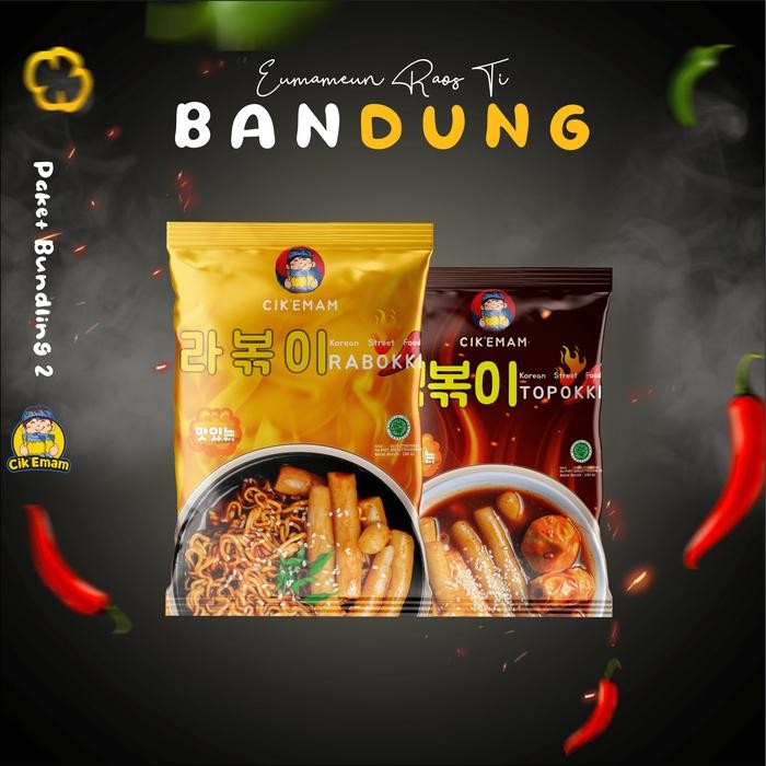 

CIKEMAM - PAKET BUNDLING 2 ( Rabokki & Topokki ) Ramen Tteokbokki Toppoki HALAL COD Gochujang Pedas