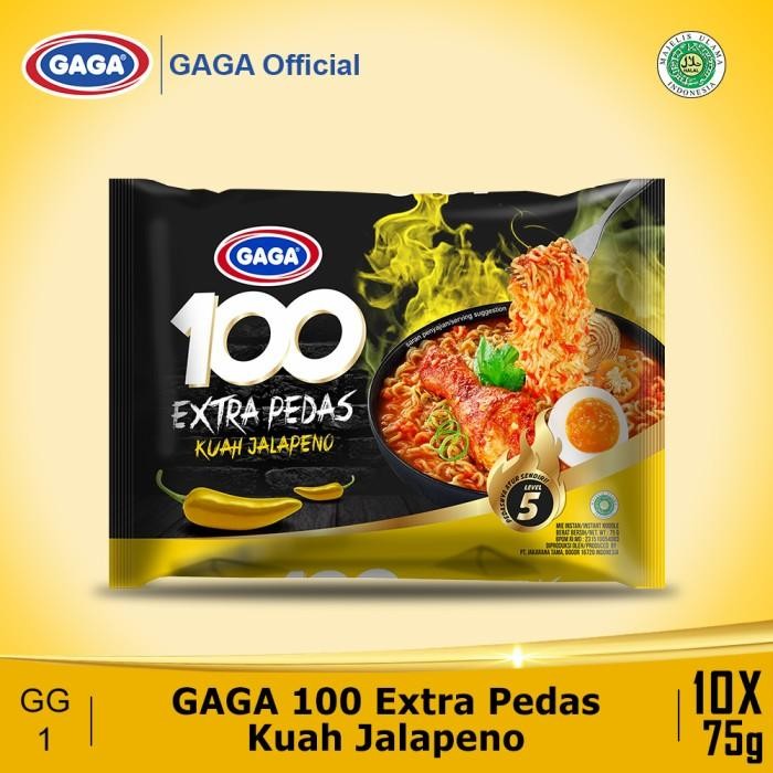 

GAGA 100 Extra Pedas Kuah Jalapeno 10 pcs Food Spicy Noodles Soto Goreng Instan (GG1)