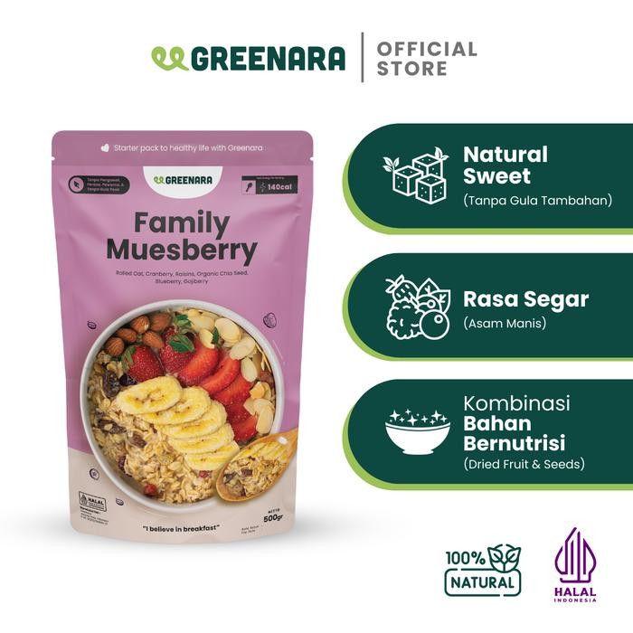 

Greenara Family Muesberry 500gr / Sarapan Sehat Muesli Berry