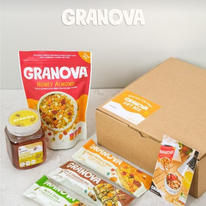 

Granova - Paket Kado / Hampers (Madu 240gr, Granola 100gr & Snackbars)