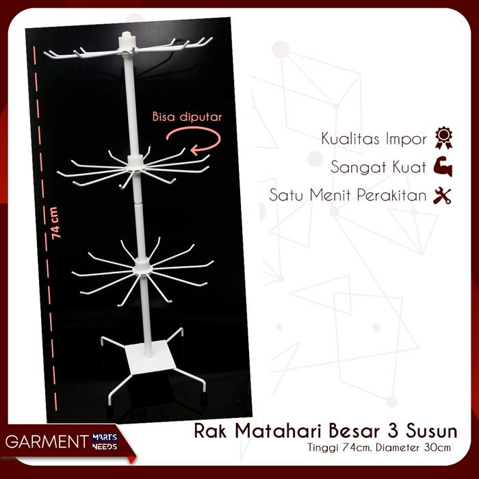 Rak Display Matahari Putar 3 Susun BESAR Besi Kuat Tebal Impor