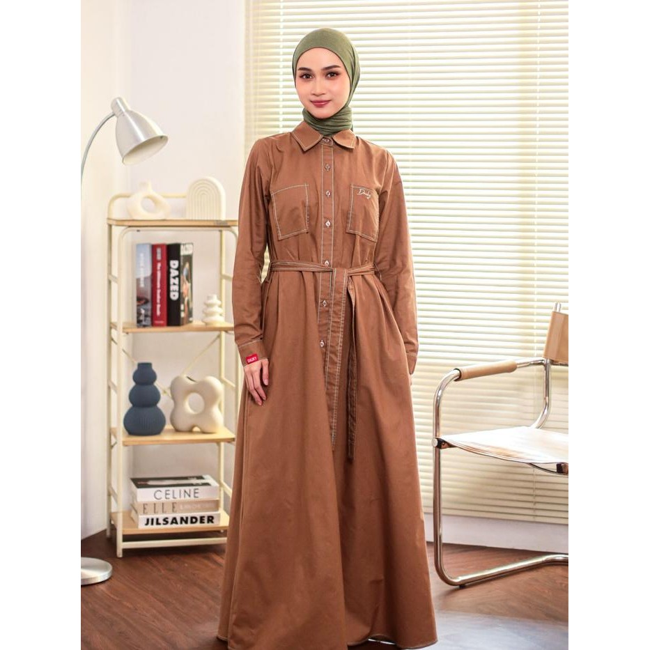 [New Collection] Dauky Gamis Katun L Dress Pocket Cotton Muslim Wanita