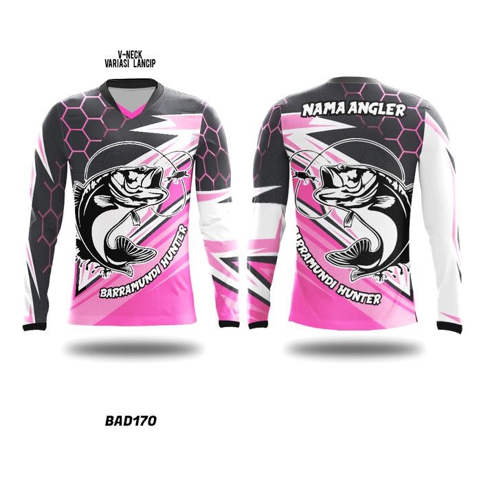 Kaos Baju Jersey Mancing Mania Casting Barramundi Pink Custom BAD170