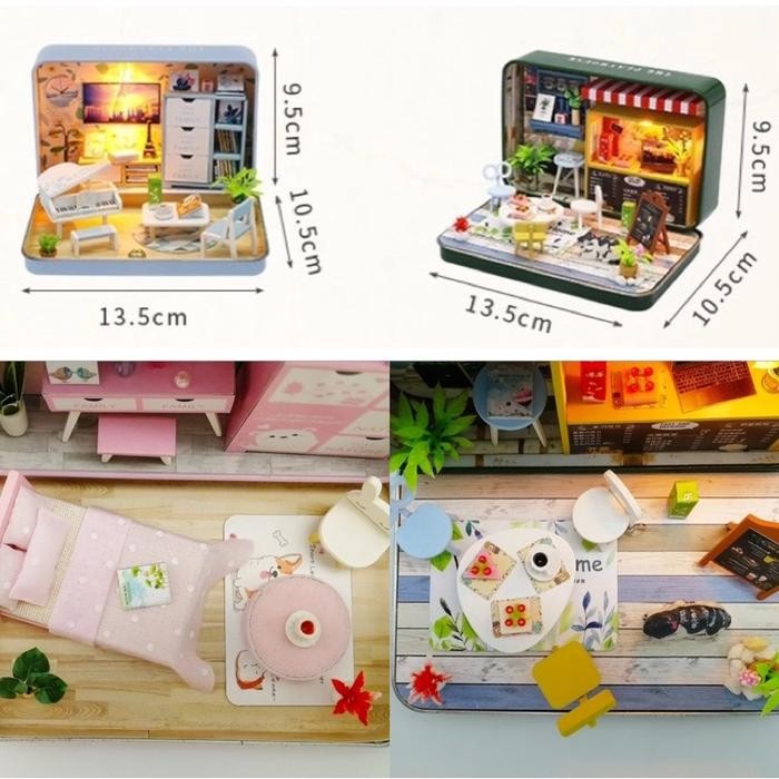 Mainan Rumah Boneka Mini Doll House Tin Box Rumah Boneka Dalam Box