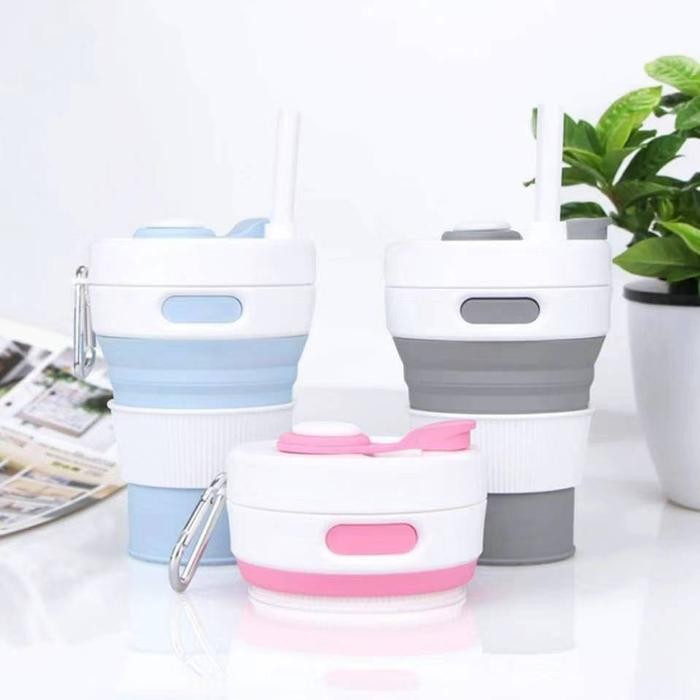 Premium Silicon Foldable Cup 450ml - Gelas Lipat Silicon - Travel Foldable Cup