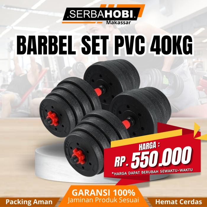 Termantab] Dumble Barbel Set Pvc berkualitas 40kg / Dumble Barbel Set Pvc lengkap Termurah / Barbel