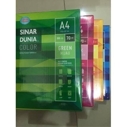 

Kertas Fotocopy HVS Warna A4 70gram Sinar Dunia/Office Paper A4 SIDU BERWARNA Biru Hijau