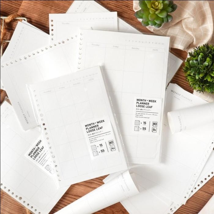 

PANMOMO LOOSE LEAF SET MONTHLY & WEEKLY PLANNER REFILL ISI BINDER NOTE