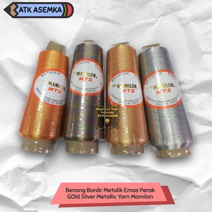 

Benang Bordir Metalik Emas Perak Gold Silver Metallic Yarn Mamilon