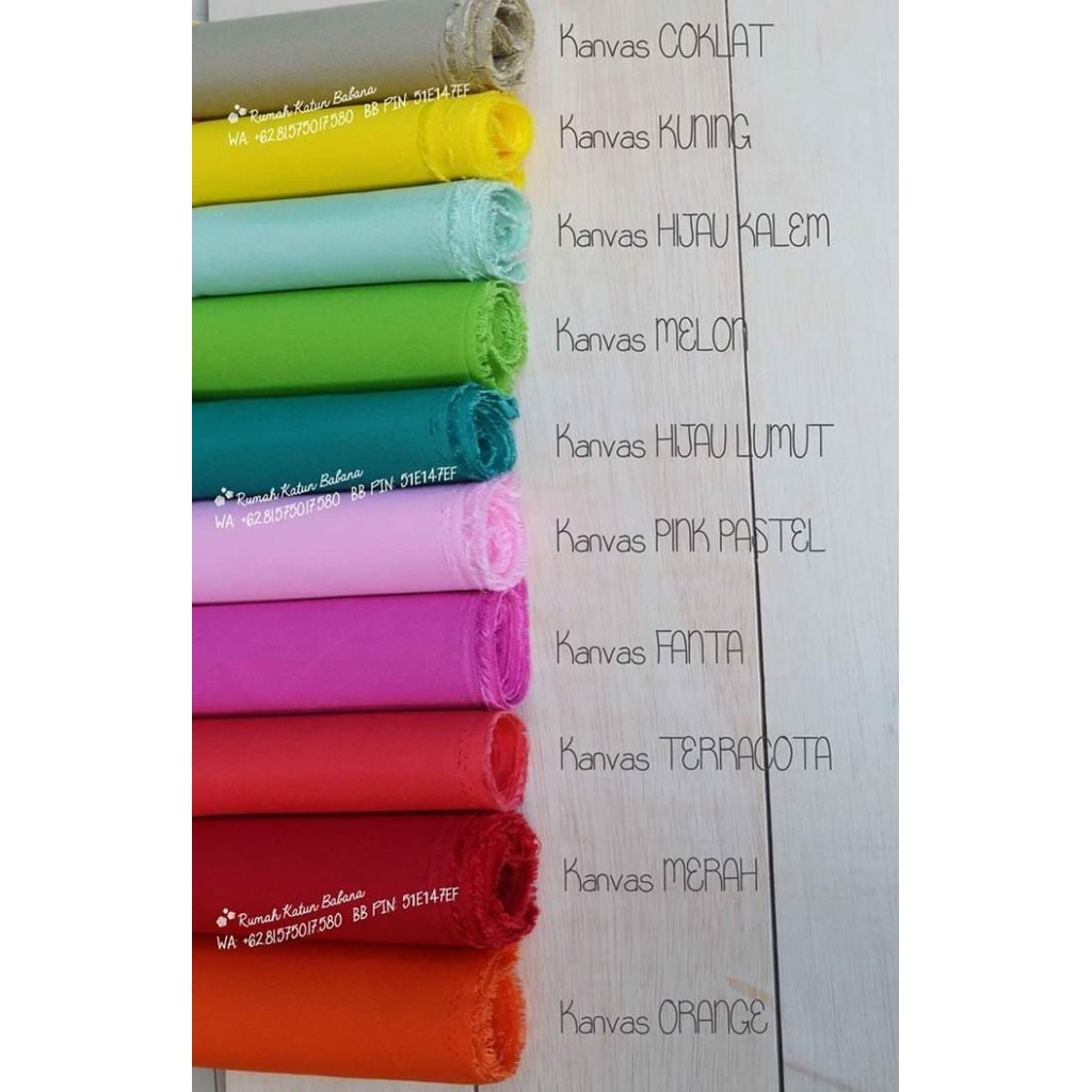 

Kain Kanvas Katun Polos Warna Warni