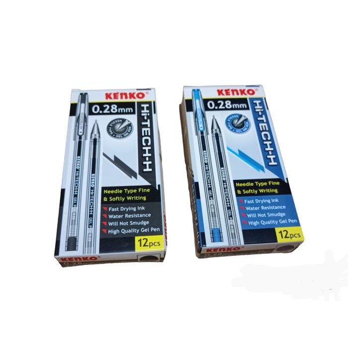 

( 12 pcs ) PULPEN GEL PEN HI - TECH 0,28 mm hitam KENKO Tinta