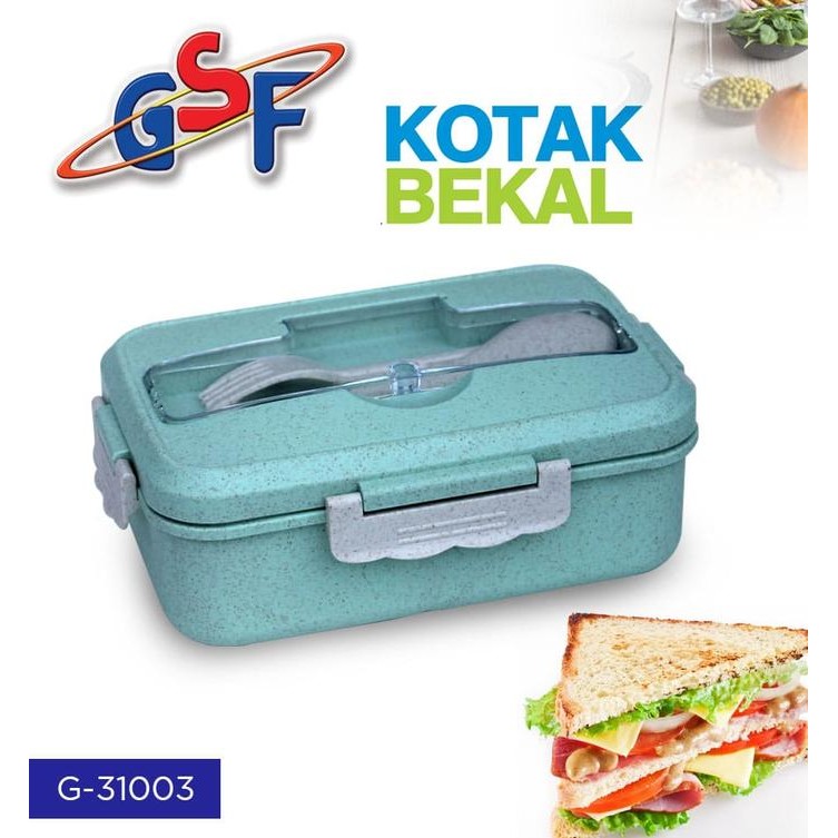 Lunch Box Set Sekat 3 Kotak Tepak Bekal Makan Wheat Straw - Gandum Free Sendok Garpu Set GSF 31003 /