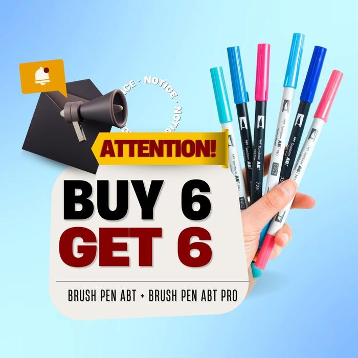 

[ Buy 6 GET 6 ] Tombow ABT Dual Brush Pen ( BLUE SERIES )
