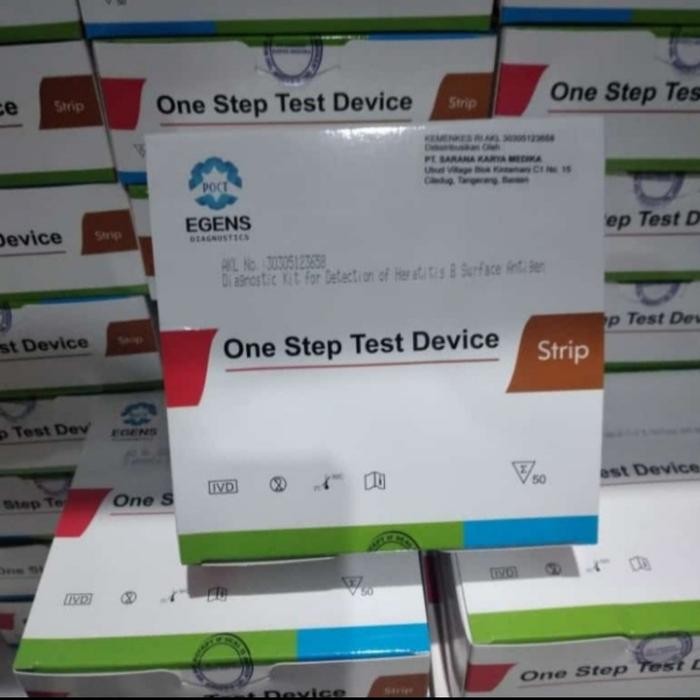 HBSAG strip merk egens 1 box isi 50 pcs HBsAg strip merek egens