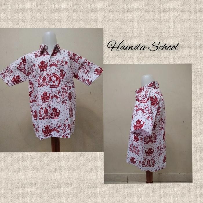Seragam Sekolah Kemeja Batik pendek Sd Merah