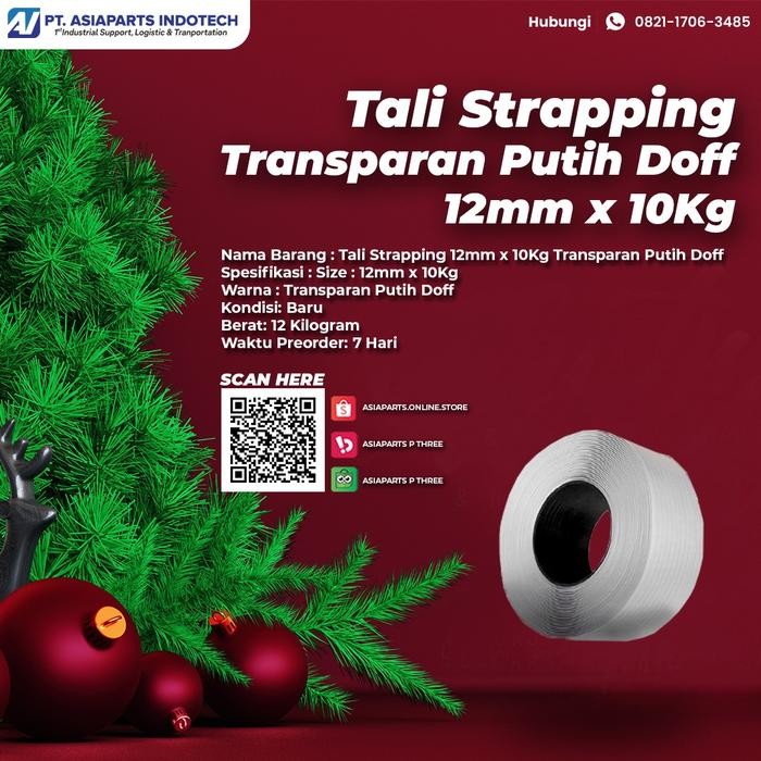 KHUSUS GRAB Tali Strapping 12mm x 10Kg Transparan Putih Doff