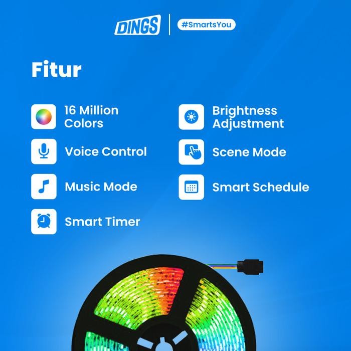 Lampu LED Strip 2M Adaptor USB Bluetooth Smart LED Strip