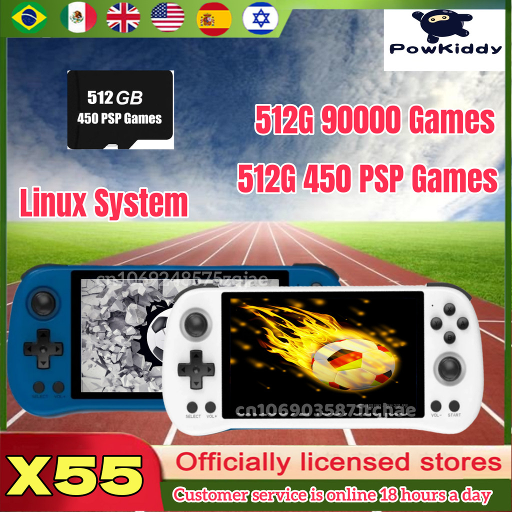 POWKIDDY X55 5.5 INCH Portable Handheld Video Game Consoles RK3566 TV