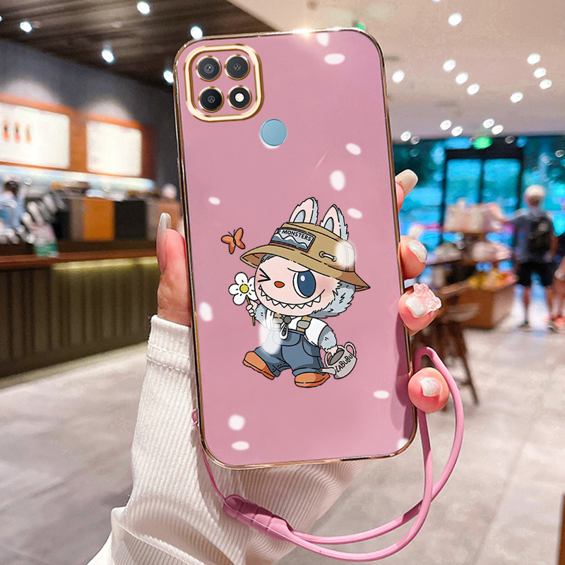 Casing Hp Untuk OPPO A15 A15s A35 Case Casing pola Monster lucu Kasing HP Kesing tali berlapis pelin