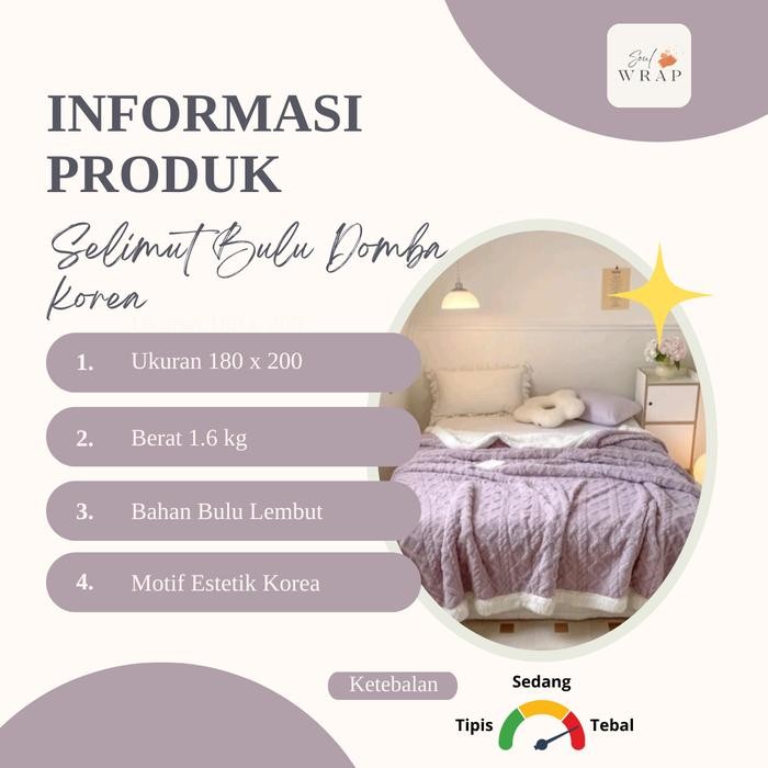 [Selimut Domba Jumbo] - Selimut Bulu Domba motif korea 180 x 200 selimut bulu