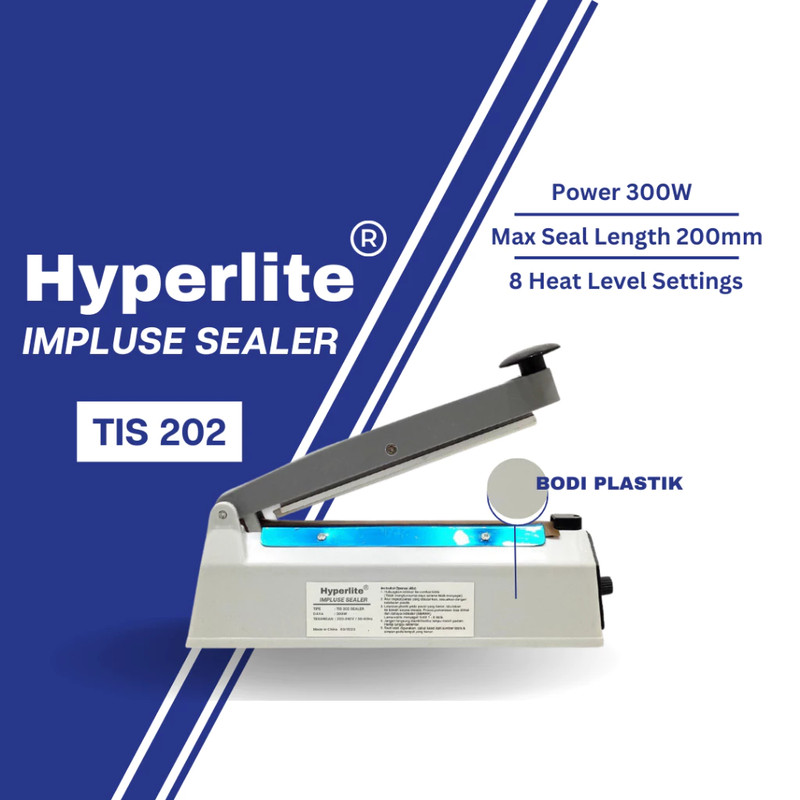 E-Hub HYPERLITE TIS 202 Mesin Lem Plastik Sealer Impluse Sealer Body Plastik Ukuran 20cm