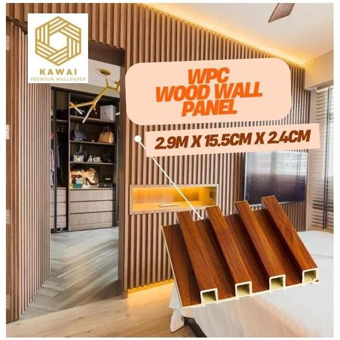 wall panel wpc wood premium 2.9 meter x 15.5cm dekorasi dinding panel kayu 3d ready medan kode 585