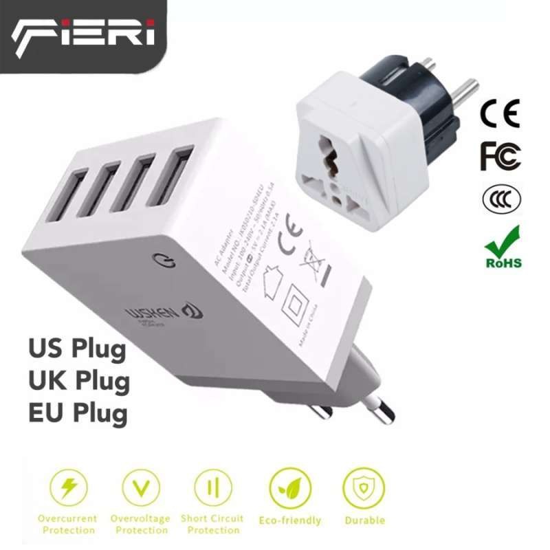 Fieri Wsken Safe 4 USB Ports Charger Adaptor Adapter Fast Charging *