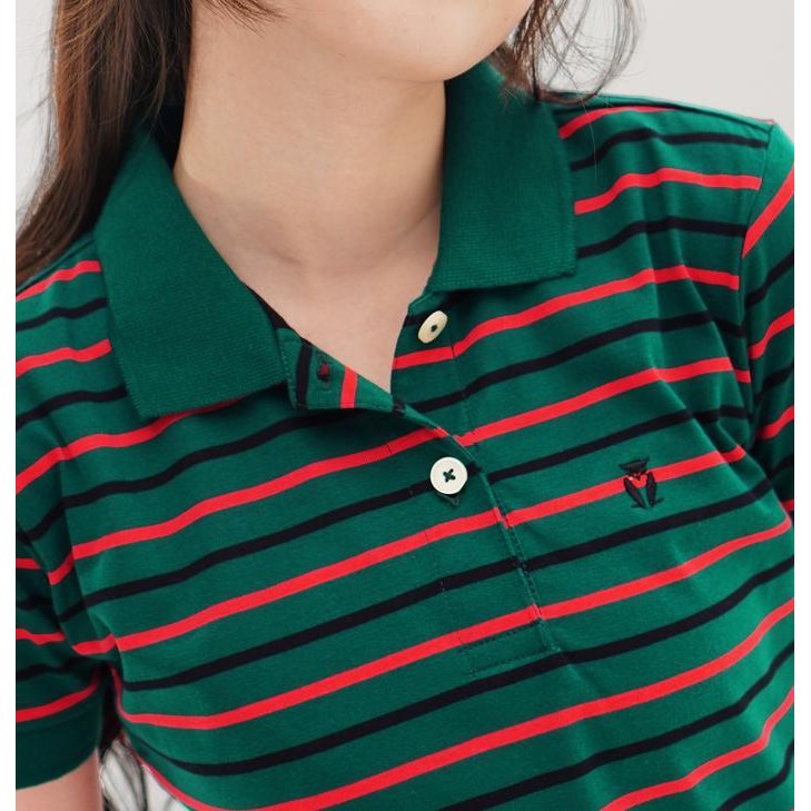 (Expert) MATSUDA Kaos Polo Shirt Wanita Kerah Mizuki Stripe Baju Pendek Atasan Top