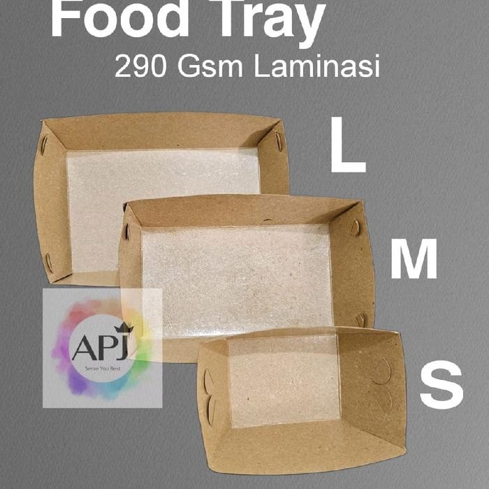 Food Tray 290gsm Laminasi / Paper Food Tray / Tray Kertas Makanan S M L / Paper Tray Kraft / Wadah