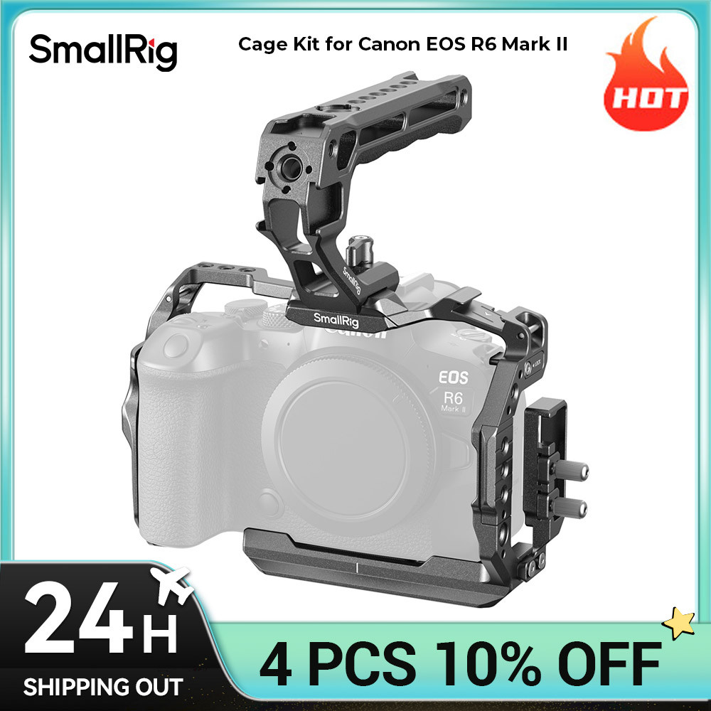 SmallRig Cage Kit for Canon EOS R6 Mark II Handheld Cage Kit with USB-C Cable Clamp Retractable Arca