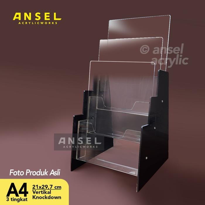 

Tempat Brosur Akrilik / Acrylic Flyer Holder - A4 Ver -Tipe C 3 Susun