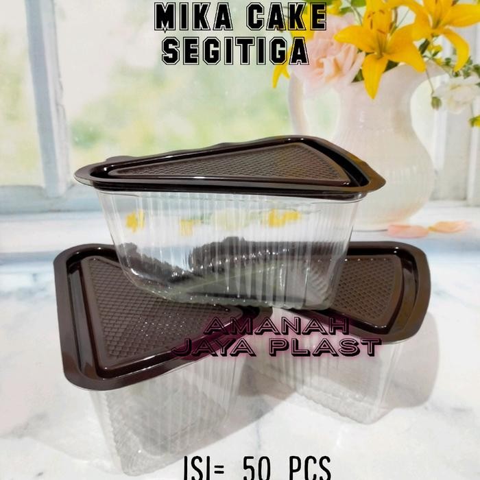( Isi 50Set) Mika Cake Segitiga coklat / Mika Kue Potong / CT Segitiga Kecil Mini