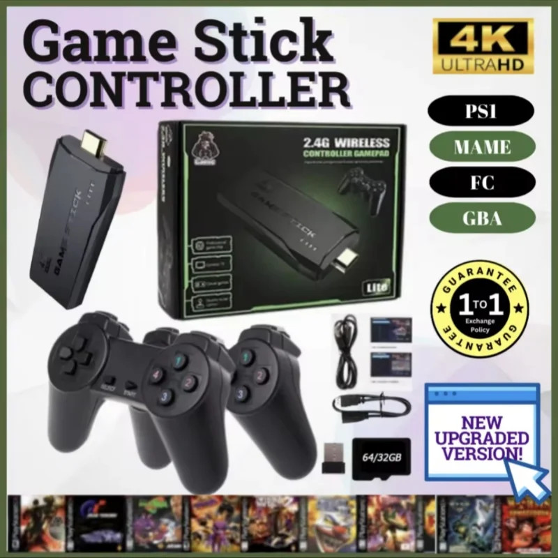 Video Game Stick Lite 4K Video Game M8 Console 64GB Double Wireless