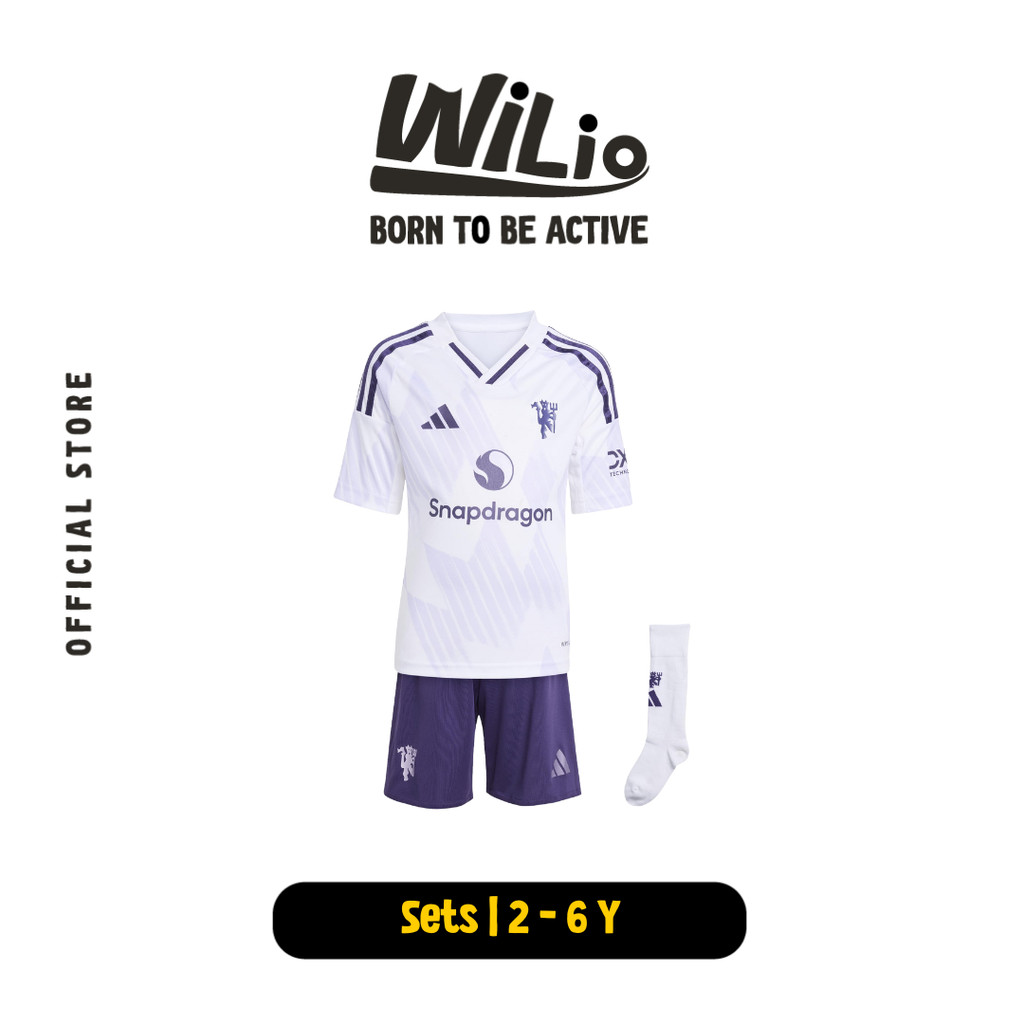 ADIDAS Manchester United 25/26 Away Mini Kit Kids KC5899 - Set Jersey Anak (Putih)