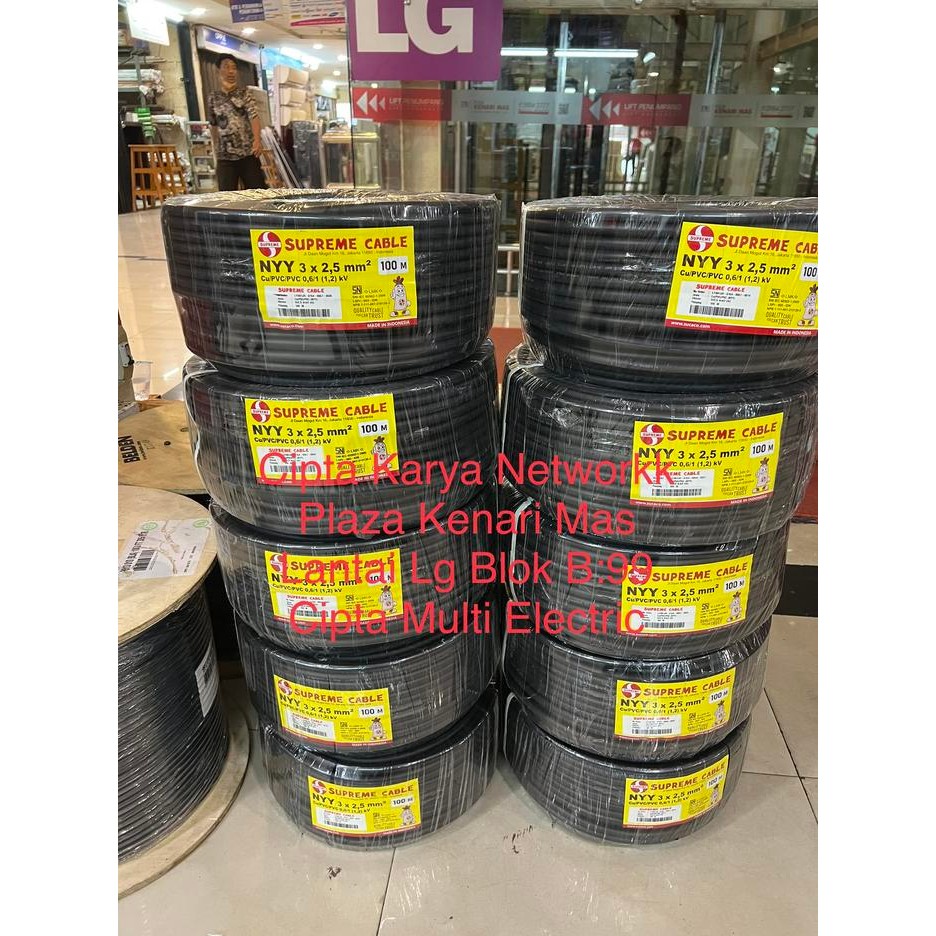 Kabel Supreme Nyy 3X2,5 Mm 50M / Nyy 3X2.5 Mm Supreme Engkel Hitam